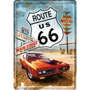 Nostalgic Art Plechová pohlednice - Route 66 (Red car)