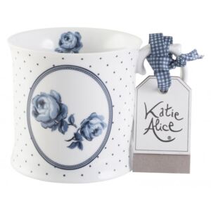 Katie Alice - hrnek Floral Spot 400 ml (Porcelánový hrnek Floral Spot na kávu nebo čaj s modrými puntíky a květy na bílém podkladě.)