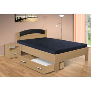 Nabytekmorava postel Jason 200x120 cm matrace: bez matrace, Barva postele: buk 381, Úložný prostor: s úložným prostorem - šuplík