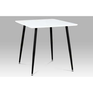 Jídelní stůl 80x80 cm, bílý mat + nohy černý lak MDT-671 WT