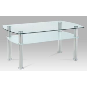 Artium konferenční stolek GCT-303 CLR1, čiré sklo / černé sklo / leštěný nerez