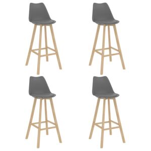Barové stoličky 4 ks šedé PP a masivní bukové dřevo