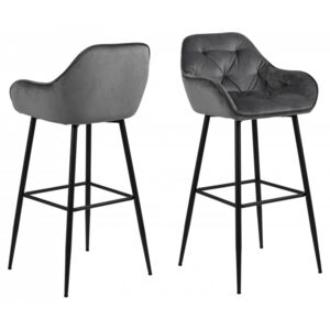 Design Scandinavia Barové židle Brooke (SET 2ks), tkanina, tmavě šedá
