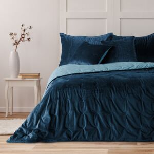 Oboustranný přehoz na postel modrý 220 x 240 cm, Daisy
