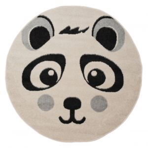Dětský kusový koberec Panda krémový kruh, Velikosti 140x140cm