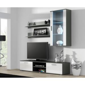 Cama Meble Obývací stěna SOHO 5 Barva: bílá/šedý lesk, Délka TV stolku: 140cm