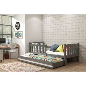 Dětská postel s přistýlkou KUBUS 2 80x190 cm, grafitová/bílá Pěnová matrace