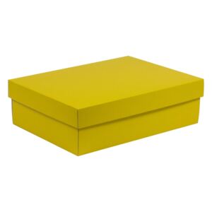 Úložná/dárková krabice s víkem 350x250x100/40 mm, žlutá