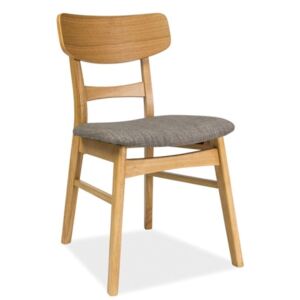 Jídelní čalouněná židle CD-61 barva dub, látka šedá
