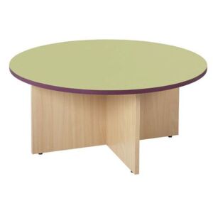 Kruhový konferenční stůl Manutan, 100 cm, dezén světle zelený