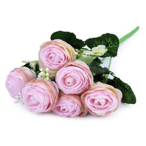 Umělá kytice pryskyřník - 4 růžová sv. Stoklasa