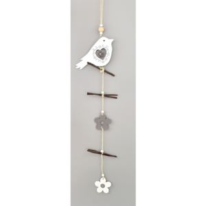 Dřevěná závěsná dekorace Ptáček, 50 cm