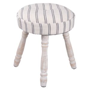 Dřevěná stolička s patinou a textilním sedákem Esme – Ø 30*37 cm