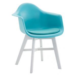 Jídelní / konferenční židle Anuba syntetická kůže, bílá, modrá