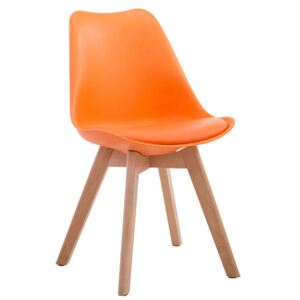 Jídelní / konferenční židle Borna V2 syntetická kůže, přírodní podnož (dub), oranžová