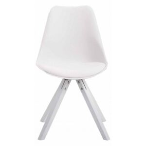 Jídelní / konferenční židle Tomse syntetická kůže, podnož hranatá bílá, bílá