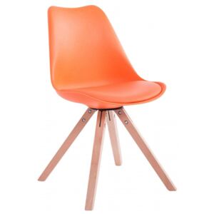 Jídelní / konferenční židle Tomse syntetická kůže, podnož hranatá přírodní podnož (dub), oranžová
