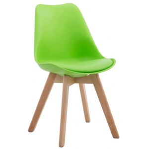 Jídelní / konferenční židle Borna V2 syntetická kůže, přírodní podnož (dub), zelená