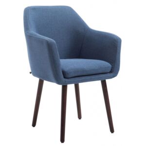 Jídelní / konferenční židle Samson látkový potah, podnož ořech, modrá