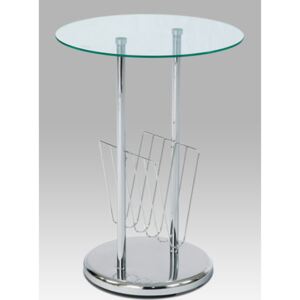 Autronic - Odkládací stolek / novinový stojan, pr. 40x55 cm, sklo / chrom - 83728