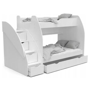 Dětská patrová postel ZAZA - 200x120 cm - bílá