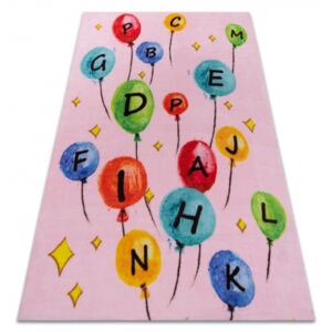 Dětský plyšový koberec GAME balónky s písmenky - růžový