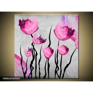 Abstraktní obraz - růžové květiny (F005615F3030GD)