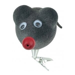 Skleněné zvířátko myš, šedá - Vánoční ozdoba se skla