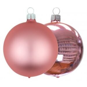 Vánoční koule růžová, matná a lesklá - Velikost 3 cm