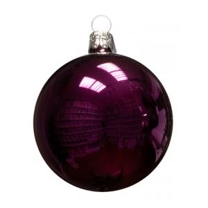 Vánoční koule tmavě fialová, lesklá - Velikost 8 cm