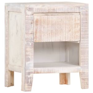 Noční stolek bílý 40 x 30 x 50 cm masivní akáciové dřevo