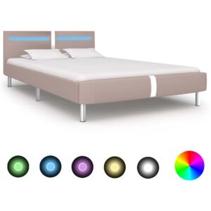 Rám postele s LED cappuccino umělá kůže 120 x 200 cm