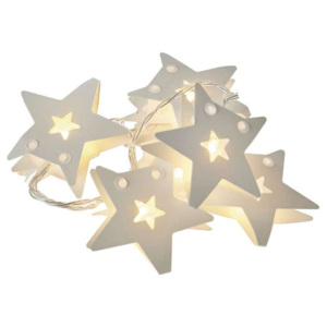 LED vánoční girlanda – hvězdy pap., 2× AA, teplá bílá, čas