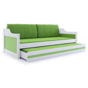 Dětská postel CASPER 2 + matrace + rošt ZDARMA, 80x190, bílý, zelená