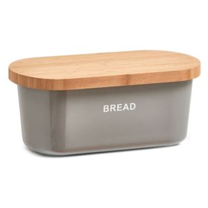 Kontejner na chleba, BREAD bambusové prkénko - šedá barva, 2v1, ZELLER