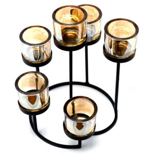 Kovový Votivní svícen - na 6 svíček - Okrouhlý strom