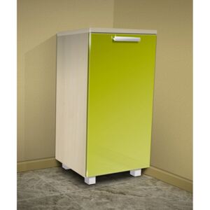 Nabytekmorava Koupelnová skříňka s košem na prádlo K18 barva skříňky: akát, barva dvířek: lemon lesk