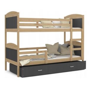 DOBRESNY Dětská patrová postel Matyas dřevěná 160x80 Barva konstrukce: Olše, Barva ostatních dílů: Šedá