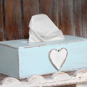 Krabička na kapesníky modrá - Srdce 52