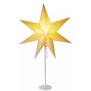 Dekorativní vánoční svícen s papírovou hvězdou, 1xE14, 45x67cm, zlatá s bílým stojanem