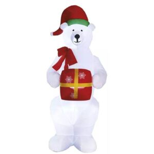 LED venkovní vánoční nafukovací medvěd s dárkem, studená bílá, 240cm