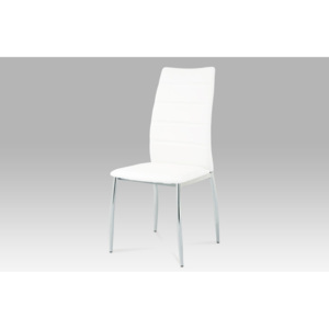 Jídelní židle chrom a ekokůže bílá AC-1295 WT