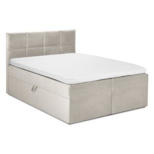 Béžová sametová dvoulůžková postel Mazzini Beds Mimicry, 200 x 200 cm