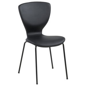 Jídelní židle s čalouněním z ekokůže v černé barvě na černé kovové podnoži SET 4 ks DO134
