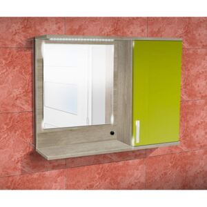 Nabytekmorava Koupelnová skříňka se zrcadlem K10 pravá barva skříňky: dub stříbrný, barva dvířek: lemon lesk
