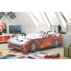 Dětská postel AUTO CARS + matrace + rošt ZDARMA, 80x160, bílý, červená