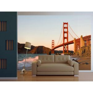 Murando DeLuxe Fototapeta - Západ slunce nad Golden Gate 150x116 cm