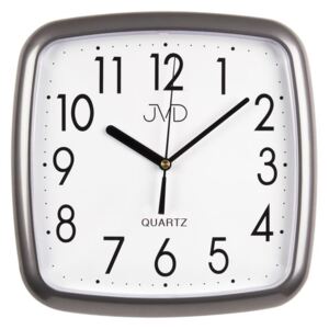 Šedo stříbrné hranaté nástěnné hodiny JVD quartz H615.17