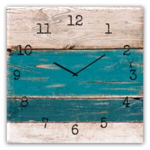 Styler Skleněné nástěnné hodiny - Blue Wood | Rozměry: 30x30 cm