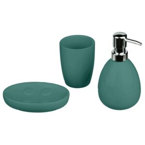 Koupelnová sada 3 prvky z keramiky, smaragdová barva